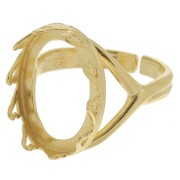 Anello ovale regolabile - Decorazione a cuore per cabochon 18x13 mm -Dorato oro x1|raw }}