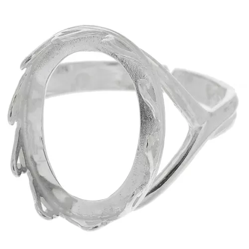 Anello ovale regolabile - cuori per cabochon 18x13 mm - Argento 925 x1