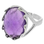 Anello ovale regolabile - cuori per cabochon 18x13 mm - Argento 925 x1