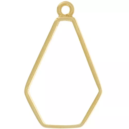 Pendente esagonale per resina UV e pasta polimerica 36x22 mm - Dorato oro fino x1