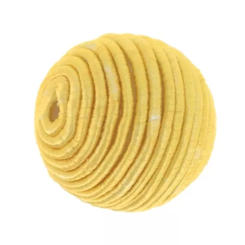 Perlina rivestita di filo di cotone 12 mm - Giallo x1
