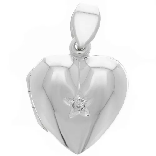 Pendente portafoto a forma di cuore con Ossido di zirconio 18x15 mm - Argento 925 x1