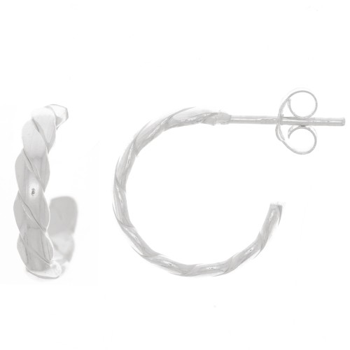 Orecchini a cerchio aperti con effetto intrecciato 15 mm - Argento 925 x2