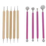 Set di 9 strumenti per goffratura - punte doppie - Fucsia