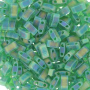 Miyuki Half Tila Beads 5x2.3x1.9mm HTL-146FR - Transparent Green AB Mat x10g|raw }}