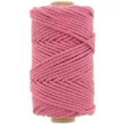 Bobine de cordon en coton pour macramé 3 mm - Vieux rose x50m