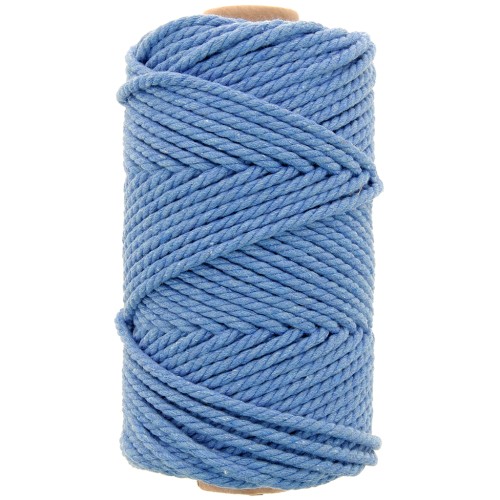 Bobina di cotone per macramè da 3 mm - Azzurro x50 m