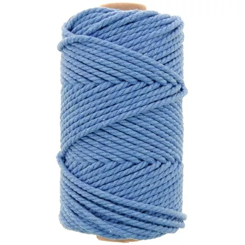Bobina di cotone per macramè da 3 mm - Azzurro x50 m