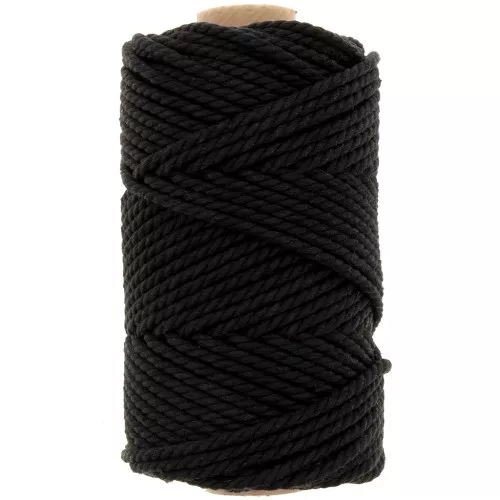 Bobina di cotone per macramè da 3 mm - nero x50 m