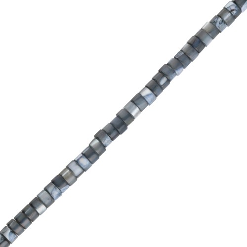 Perla rotonda tinta Heishi 4x2,5 mm - Verde di grigio x39cm