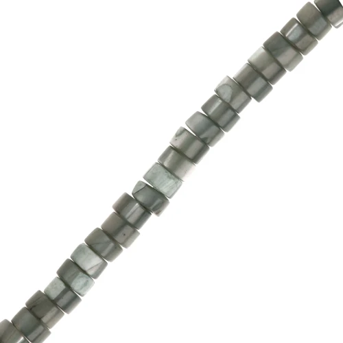 Perla rotonda tinta Heishi 4x2,5 mm - Verde di grigio x39cm