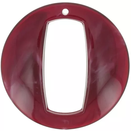 Ciondolo rotondo cavo in acrilico 39 mm - Marmo rosso scuro x1
