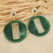 Ciondolo rotondo cavo in acrilico 39 mm - Marmo blu scuro x1