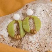 Ciondolo rotondo cavo in acrilico 39 mm - Rosa antico marmorizzato x1