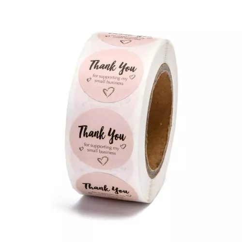 Rotolo di etichette autoadesive da 25 mm - Thank you - Nudo - Nero x500