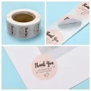 Rotolo di etichette autoadesive da 25 mm - Thank you - Nudo - Nero x500