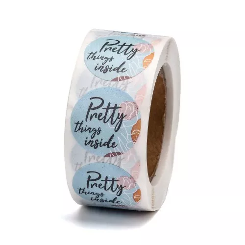 Rotolo di etichette autoadesive da 25 mm - Pretty Things Inside - Turchese x500