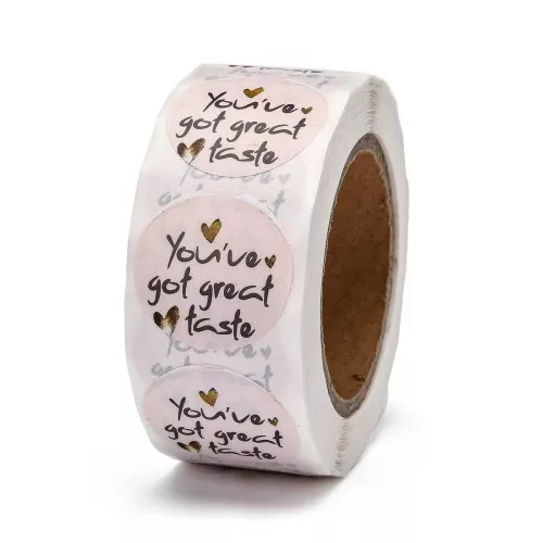 Rotolo di etichette autoadesive da 25 mm - You've Got Great Taste - Salmone x500