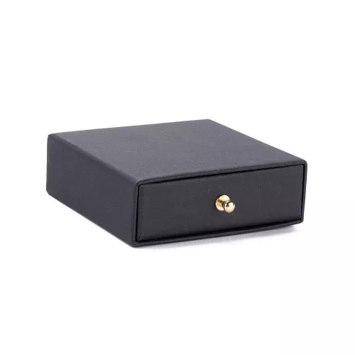 Scatola per bijoux con cassetto di cartone 9x9x3 cm - Nero - Oro x1