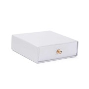 Scatola per bijoux con cassetto di cartone 9x9x3 - 9x9x3 cm Bianco perla - Oro x1|raw }}