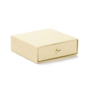 Scatola per bijoux con cassetto di cartone 9x9x3 cm - Naturale - Oro x1