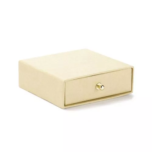 Scatola per bijoux con cassetto di cartone 9x9x3 cm - Naturale - Oro x1
