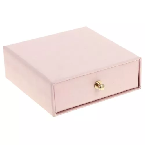 Portagioie con cassetto per set di cartone 9x9x3 cm - Rosa - Dorato x1