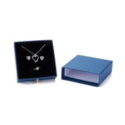 Scatola per bijoux con cassetto di cartone 9x9x3 cm - Blu navy - Oro x1