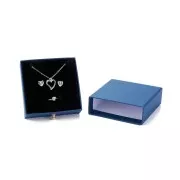 Scatola per bijoux con cassetto di cartone 9x9x3 cm - Blu navy - Oro x1