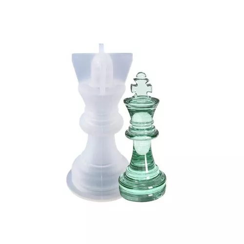 Stampo in silicone per realizzare il re degli scacchi 3D 65x34 mm in resina x1