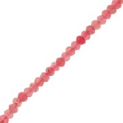 Perla rotonda appiattita sfaccettata 4,5x3mm - Gemma di giada colorata - Rosa chiaro x35cm|raw }}