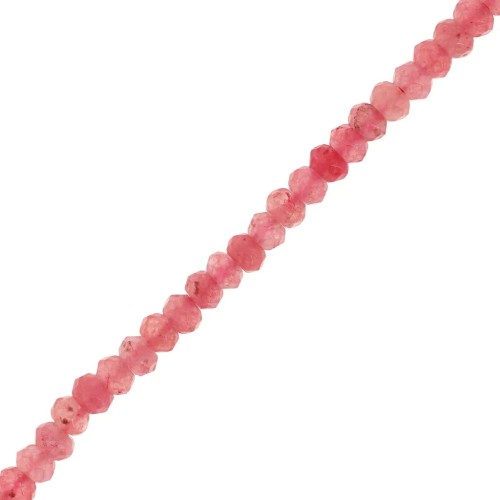 Perla rotonda appiattita sfaccettata 4,5x3mm - Gemma di giada colorata - Rosa chiaro x35cm