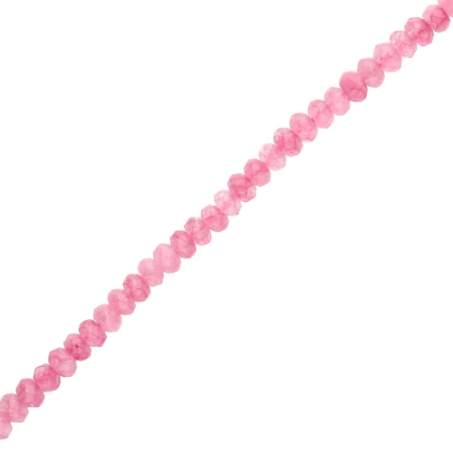 Perla rotonda appiattita sfaccettata 4,5x3mm - Gemma di giada colorata - Rosa chiaro x35cm