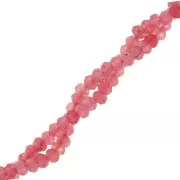 Perla rotonda appiattita sfaccettata 4,5x3mm - Gemma di giada colorata - Rosa chiaro x35cm