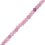 Perla rotonda appiattita sfaccettata 4,5x3 mm, pietra semipreziosa colorata, quarzo lilla, x 35 cm