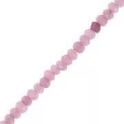 Perla rotonda appiattita sfaccettata 4,5x3 mm, pietra semipreziosa colorata, quarzo lilla, x 35 cm
