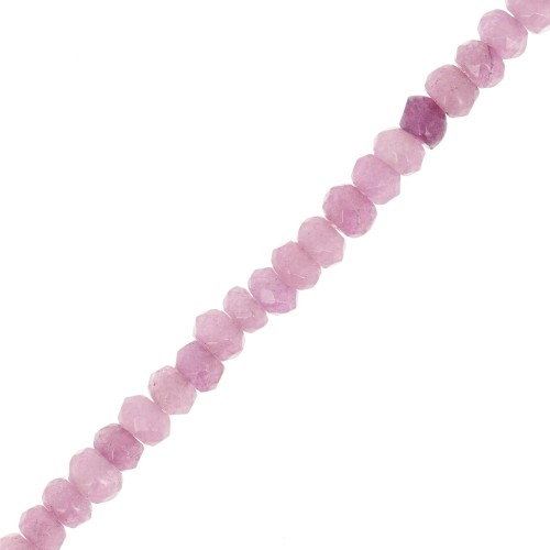 Perla rotonda appiattita sfaccettata 4,5x3 mm, pietra semipreziosa colorata, quarzo lilla, x 35 cm