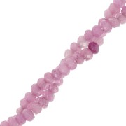 Perla rotonda appiattita sfaccettata 4,5x3 mm, pietra semipreziosa colorata, quarzo lilla, x 35 cm