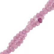 Perla rotonda appiattita sfaccettata 4,5x3 mm, pietra semipreziosa colorata, quarzo lilla, x 35 cm