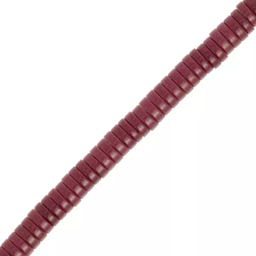 Perline tonde Heishi che imitano la pietra preziosa 5x1,5 mm Agata color Bordeaux x40cm