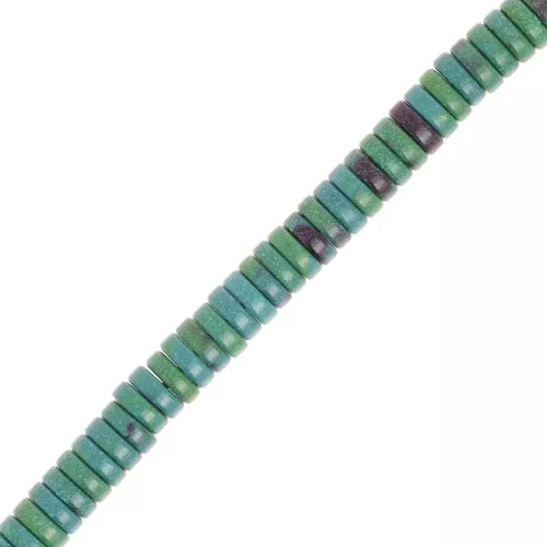 Heishi imitato gemme rotonde 5x1,5 mm - Agata colorata blu verde x40cm