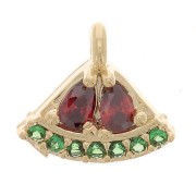 Ciondolo mini anguria con ossido di zirconio 8x9 mm - Oro - Multicolore x1|raw }}