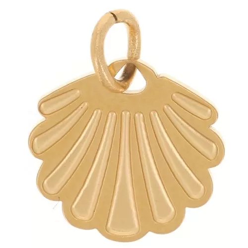 Ciondolo conchiglia 9x10 mm - Acciaio inossidabile 316L dorato x1