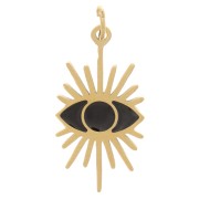 Ciondolo occhio 16,5x9 mm con resina epossidica - Acciaio inox 316 Oro - Nero x1