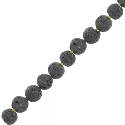 Perline rotonde di pietra lavica da 4 mm - Grigio scuro x20