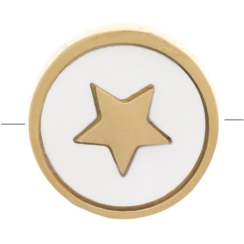 Perla passante stella rotondo madreperla10mm Acciaio inox dorato - Naturale x1