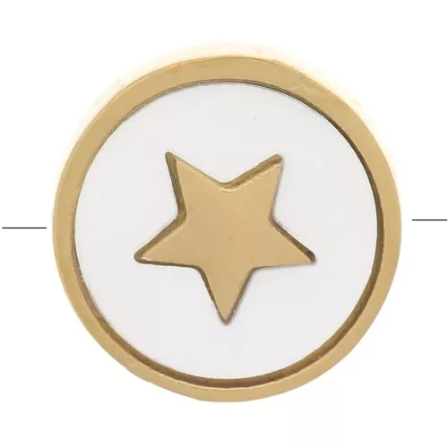 Perla passante stella rotondo madreperla10mm Acciaio inox dorato - Naturale x1