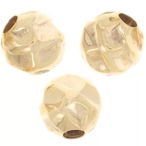 Perlina rotonda effetto stropicciato 5mm - Gold filled x5