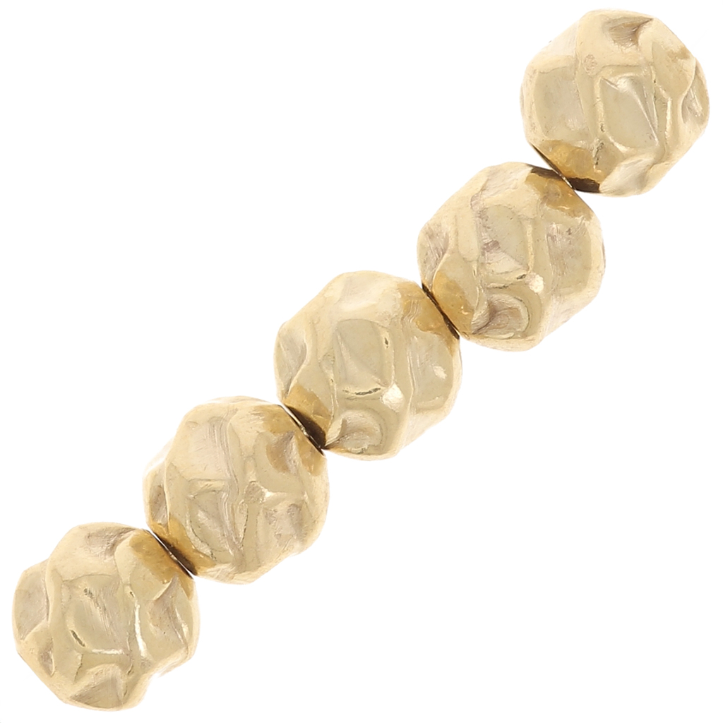 Perlina rotonda effetto stropicciato 5mm - Gold filled x5