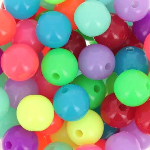 Assortimento di perline rotonde 8 mm - Multicolore fluorescente x30